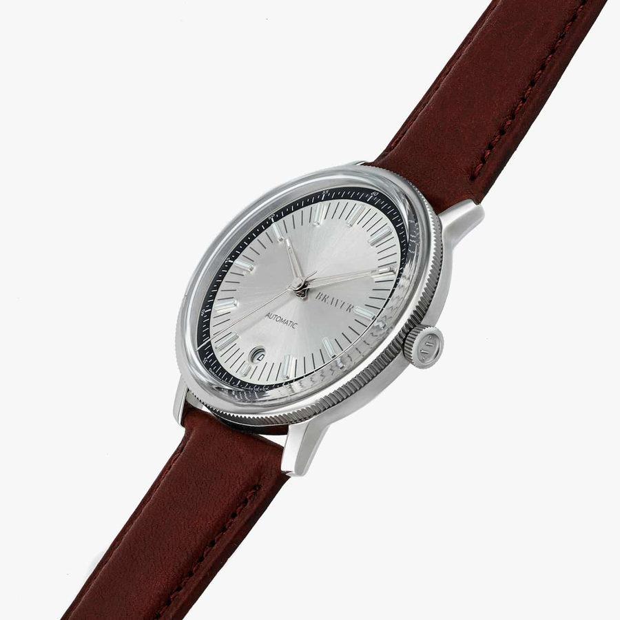 Bravur | BW003 - Silver / Brown Leather (Automatic)