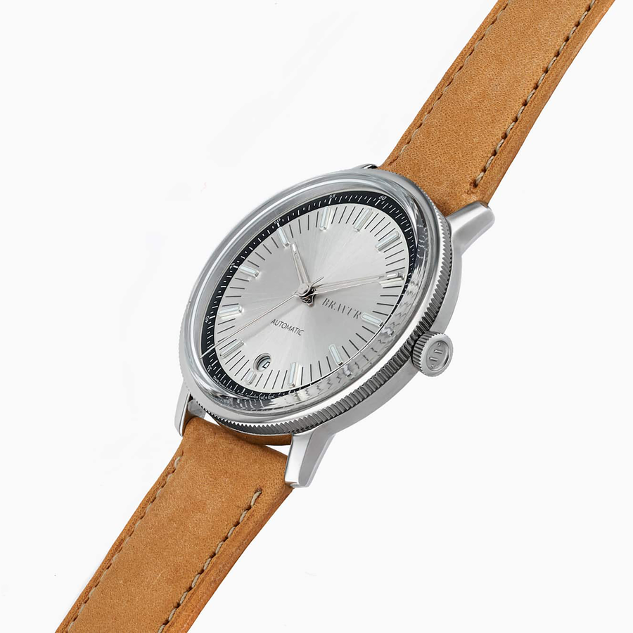 Bravur | BW003 - Silver / Tan Leather (Automatic)