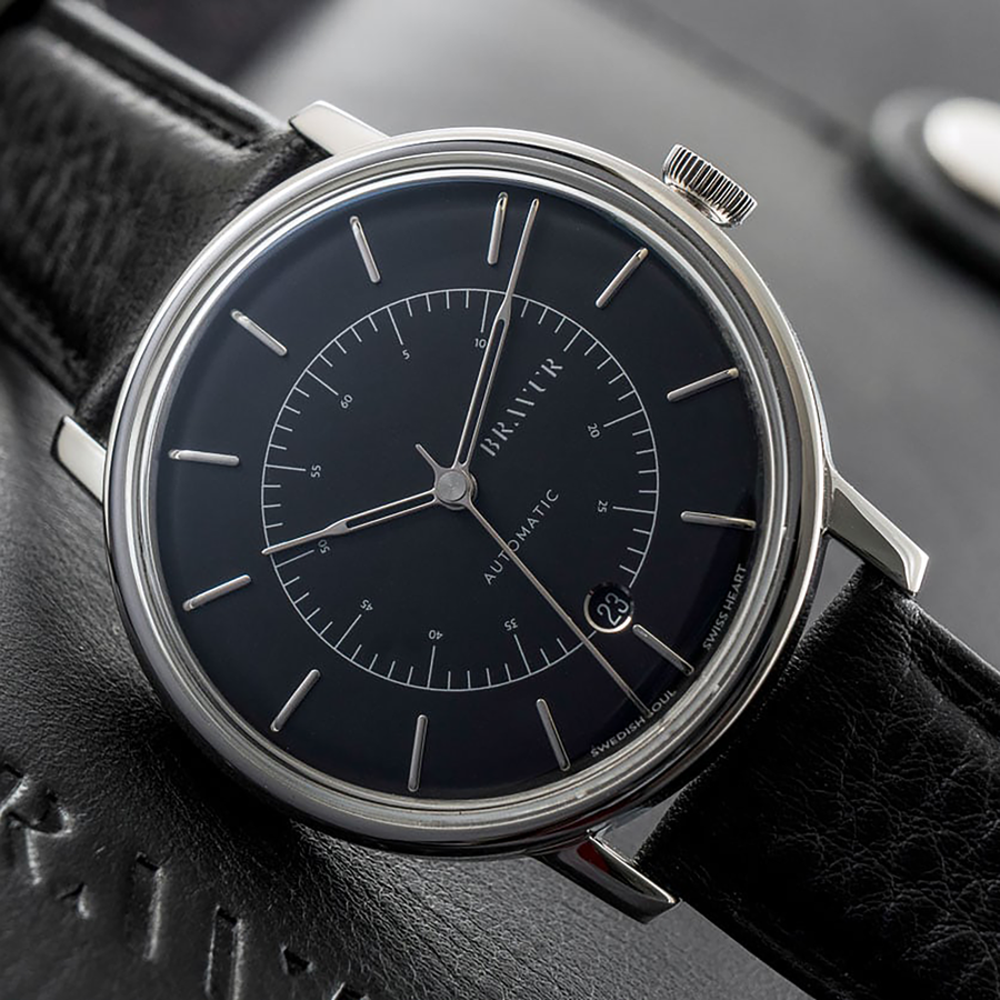 Bravur | Scandinavia - Silver / Black Leather (Automatic)
