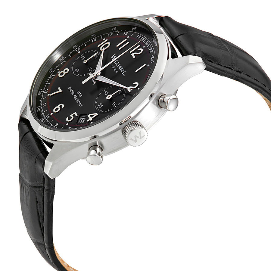 William L. 1985 | Vintage Style Chronograph - Black Dial & Black ‘Croco’ Strap