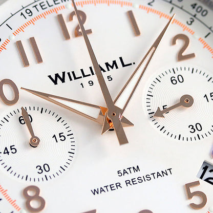 William L. 1985 | Vintage Style Chronograph - White Dial & Brown ‘Croco’ Strap