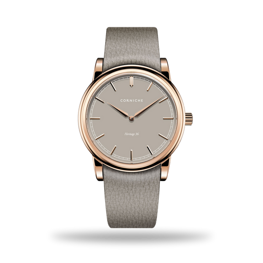 Corniche | Heritage 36 - Rose Gold / Taupe Leather