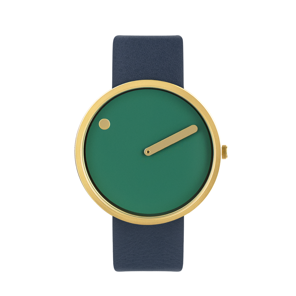 Picto |  Dusty Green Dial / Midnight Blue Leather Strap