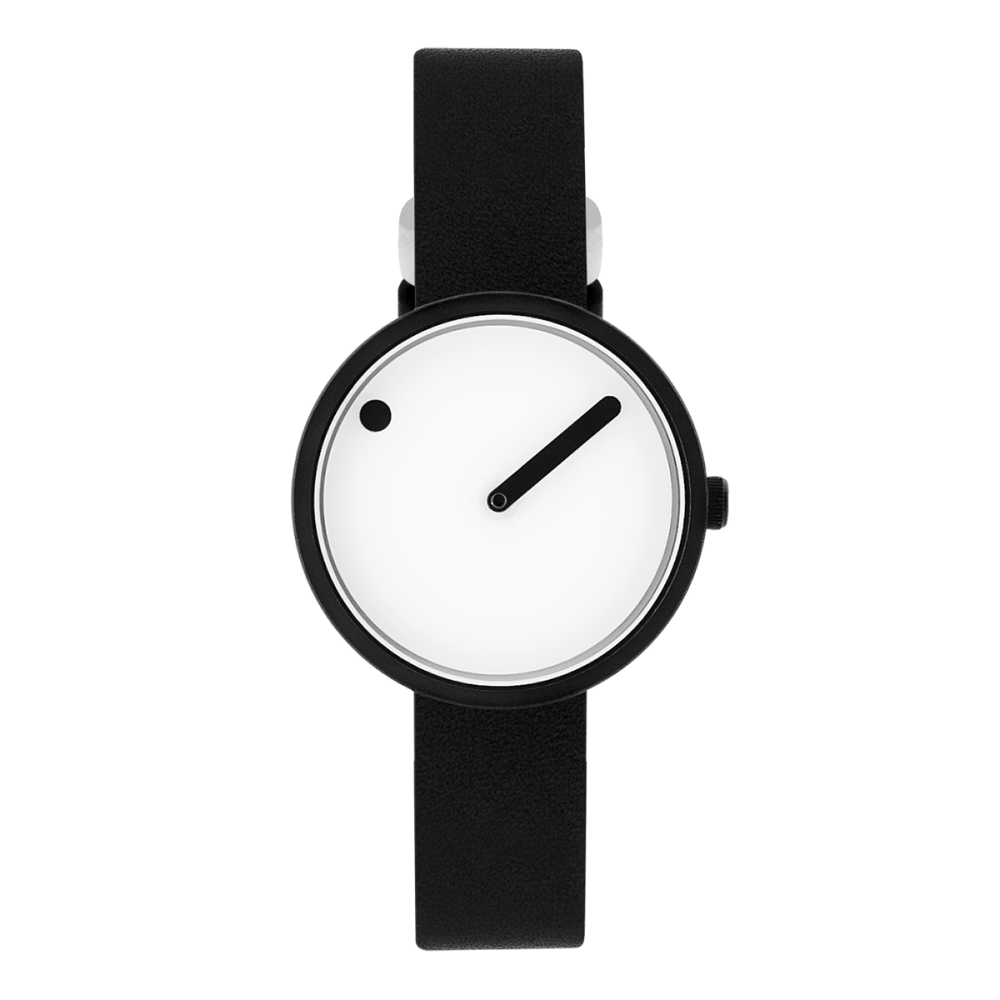 Picto | White Dial / Black Leather Strap