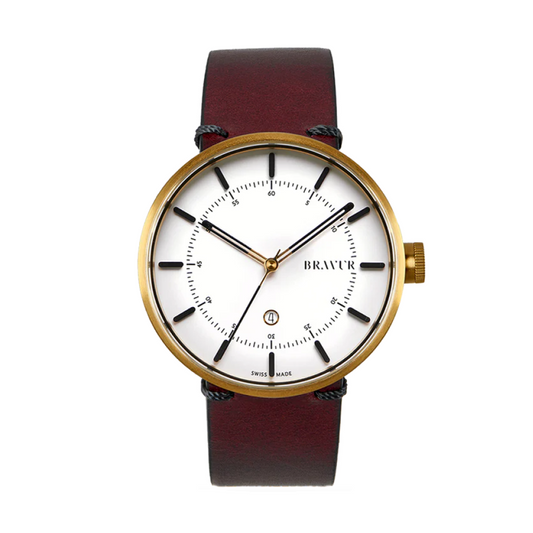 Bravur | BW002 - Gold / Burgundy Leather