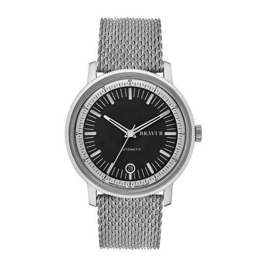 Bravur | BW003 - Silver Black / Milanese Mesh (Automatic)