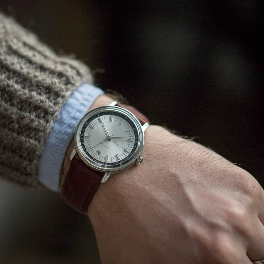 Bravur | BW003 - Silver / Brown Leather (Automatic)
