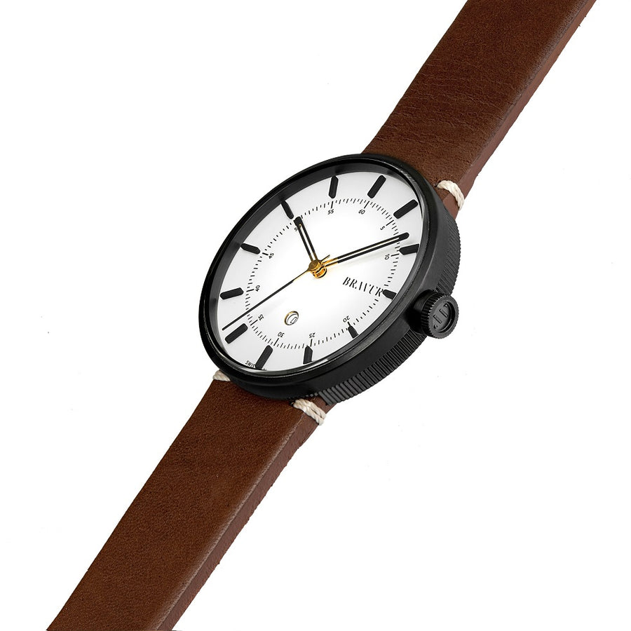 Bravur | BW002 - Black PVD / Brown Leather