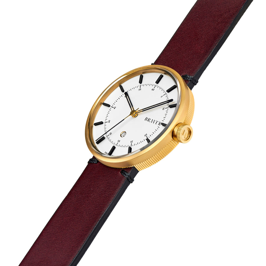 Bravur | BW002 - Gold / Burgundy Leather
