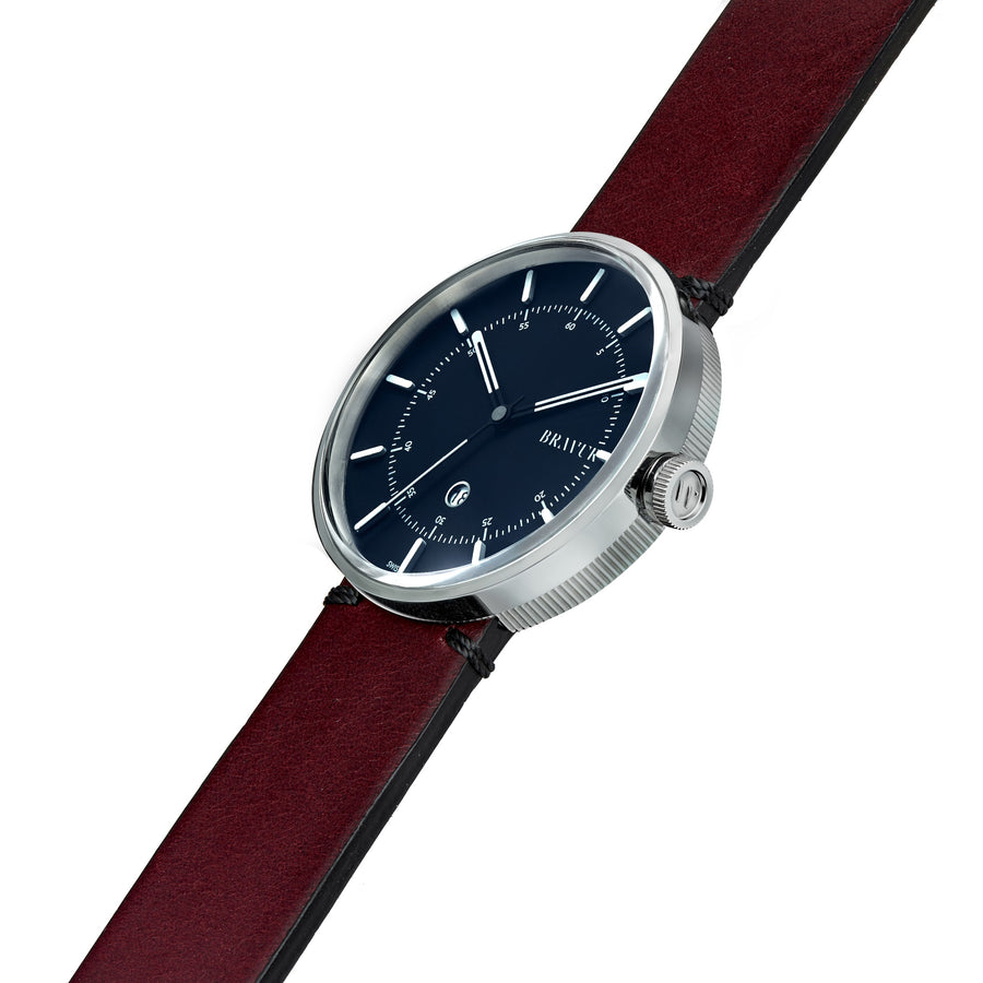 Bravur | BW002 - Silver / Burgundy Leather