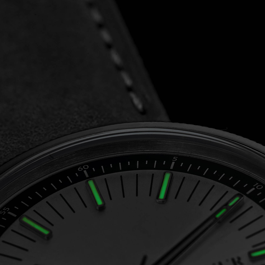 Bravur | BW003 - Silver / Black Leather (Automatic)