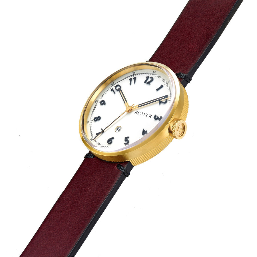 Bravur | BW102 - Gold / Burgundy Leather
