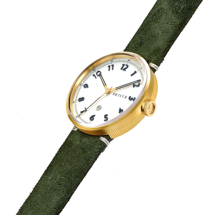 Bravur | BW002 - Gold / Olive Suede Leather