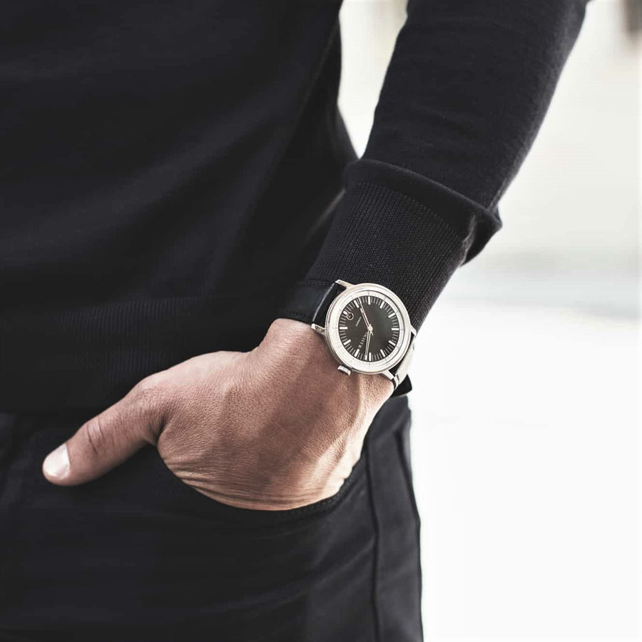 Bravur | BW003 - Silver Black Dial / Black Leather (Automatic)