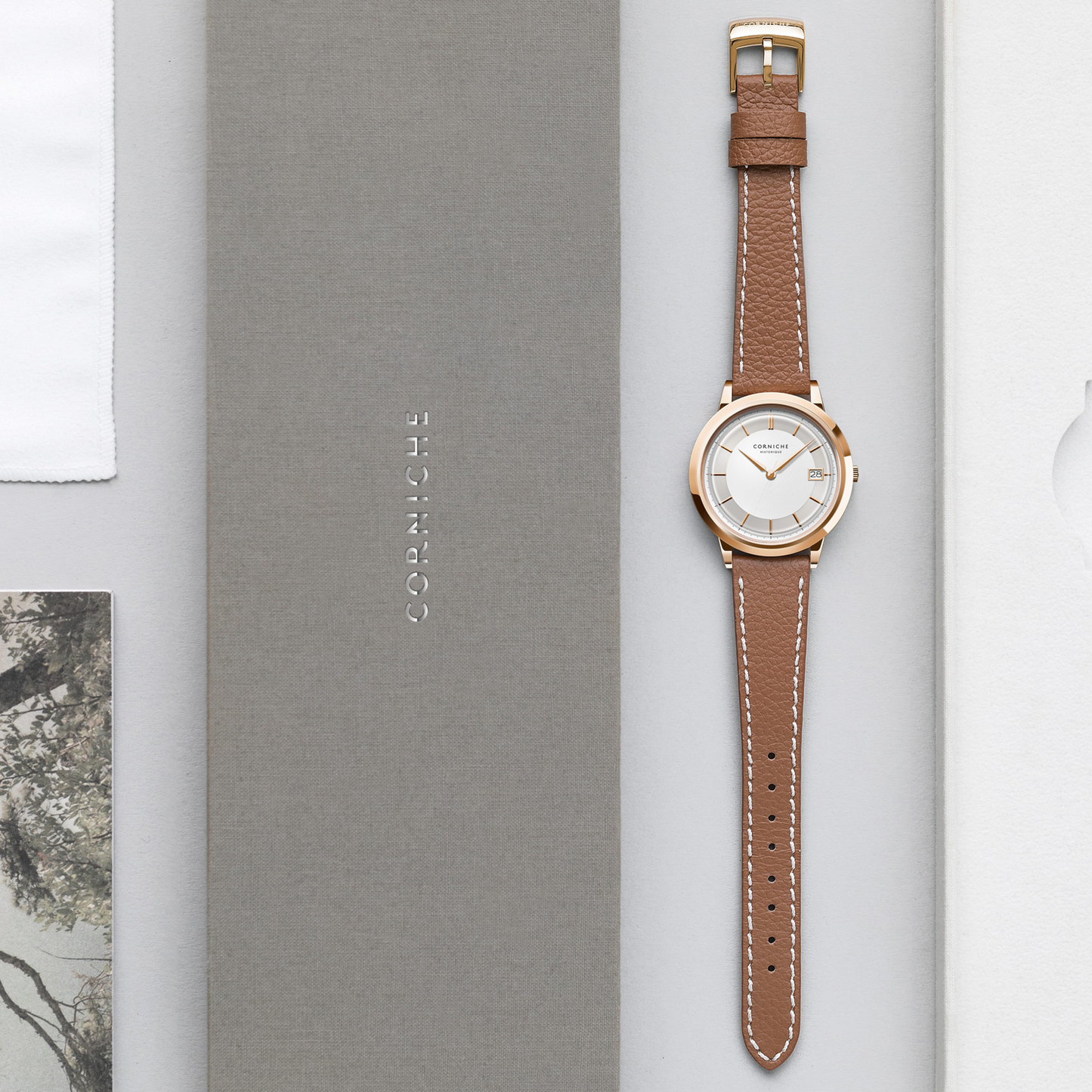 Corniche | Historique - Rose Gold / Cognac Brown Leather