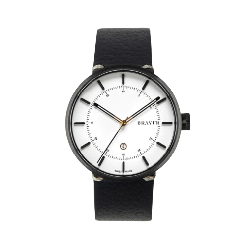 Bravur | BW002 - Black PVD / Black Leather