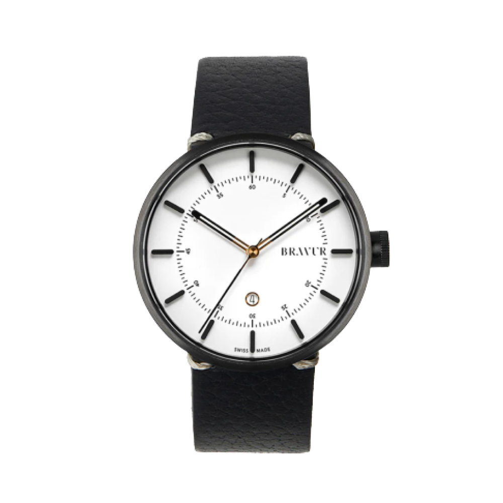 Bravur | BW002 - Black PVD / Black Leather