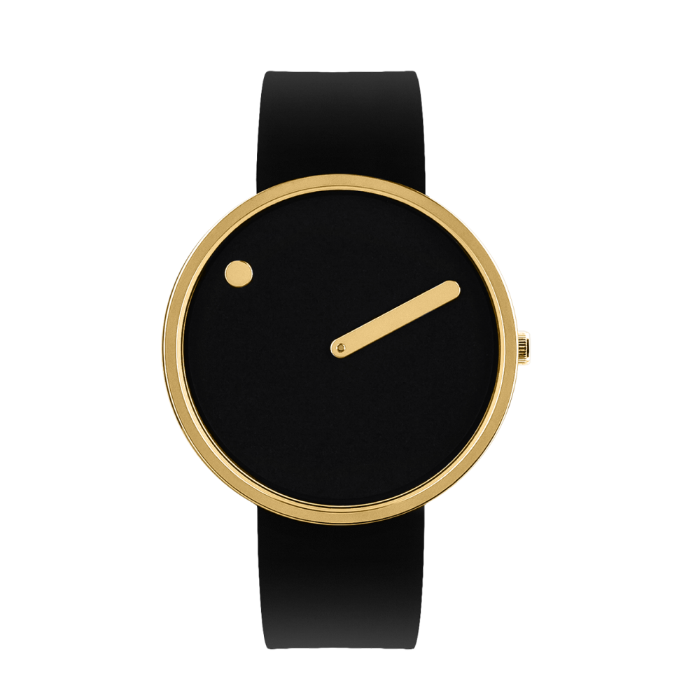 Picto | Black Gold Dial / Black Silicone Strap