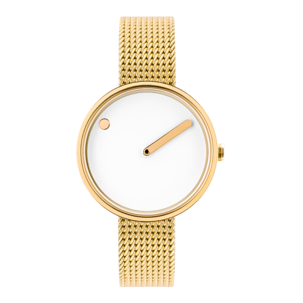 Picto | White Dial / Matt Gold Mesh Band