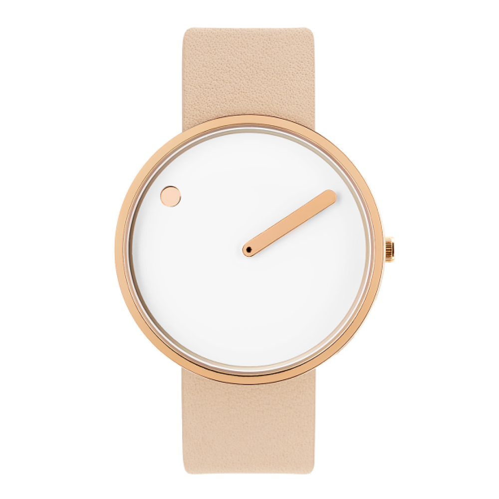 Picto | White Dial / Nude Pink Leather Strap