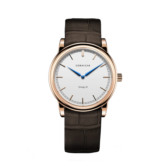 Corniche | Heritage 36 - Rose Gold / Brown Leather
