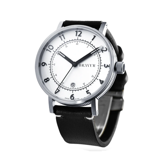 Bravur | BW001 - Silver / Black Leather
