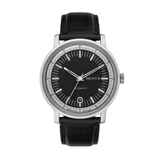 Bravur | BW003 - Silver Black Dial / Black Leather (Automatic)