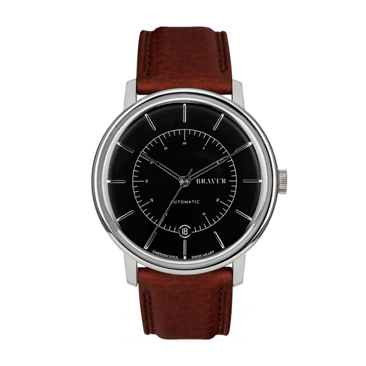 Bravur | Scandinavia - Silver / Brown Leather (Automatic)