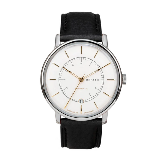 Bravur | Scandinavia - Silver White / Black Leather (Automatic)