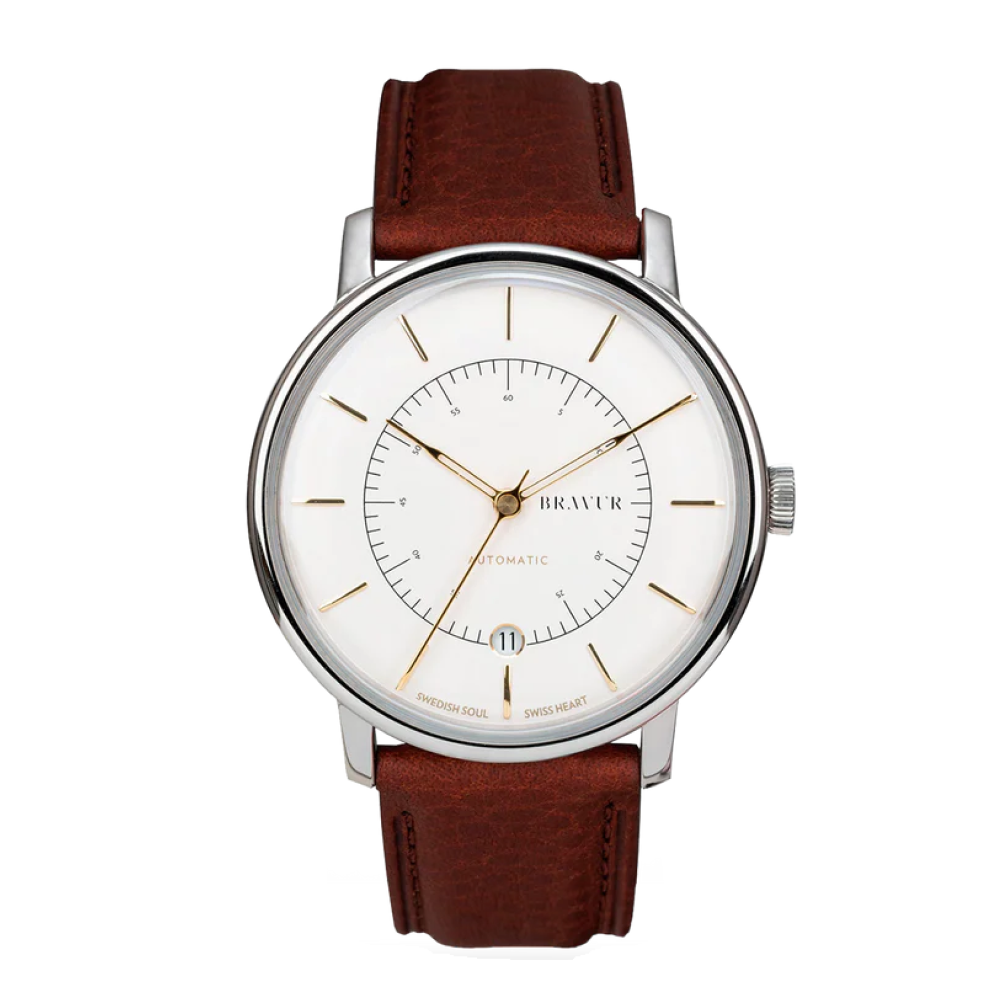 Bravur | Scandinavia - Silver White / Brown Leather (Automatic)