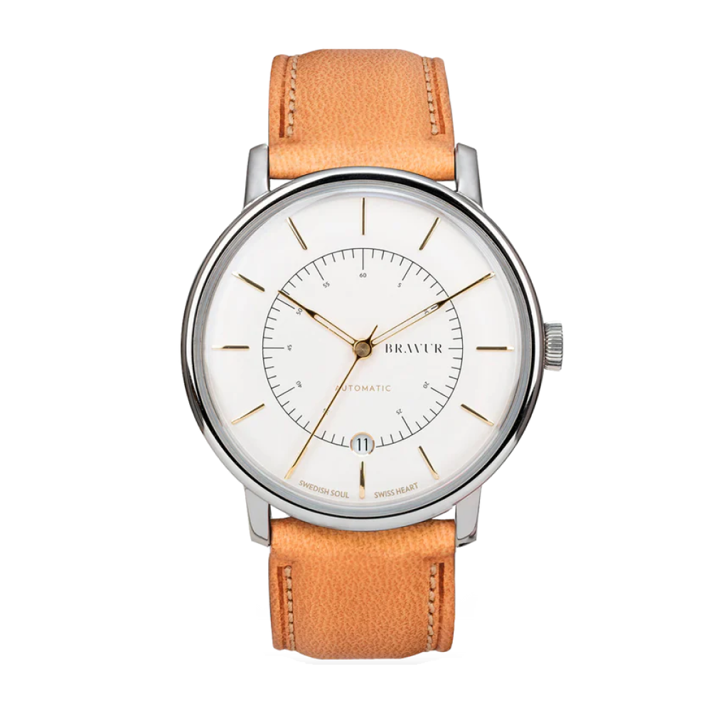 Bravur | Scandinavia - Silver White / Tan Leather (Automatic)