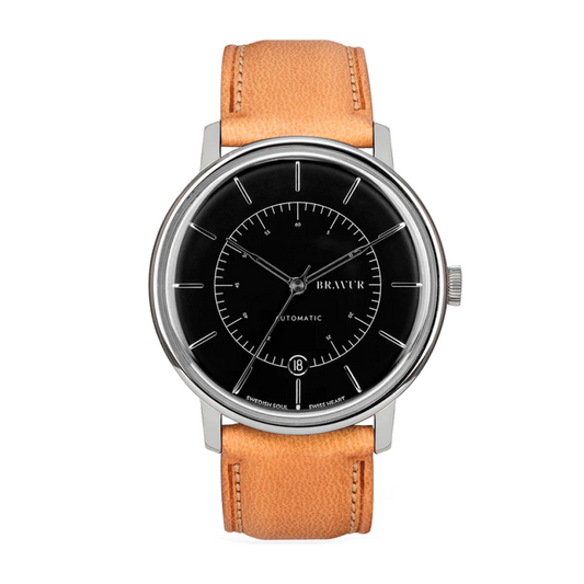 Bravur | Scandinavia - Silver Black / Tan Leather (Automatic)