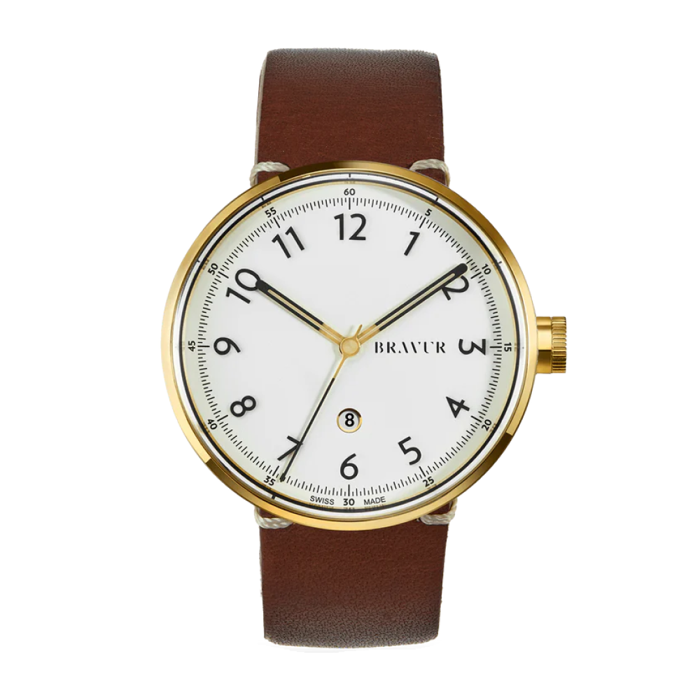 Bravur | BW102 - Gold / Brown Leather