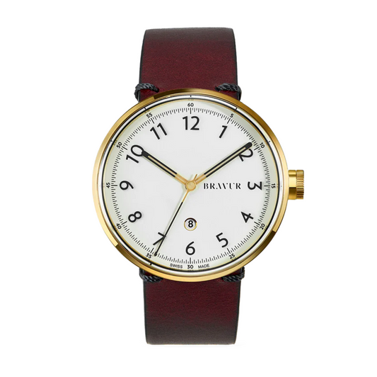 Bravur | BW102 - Gold / Burgundy Leather
