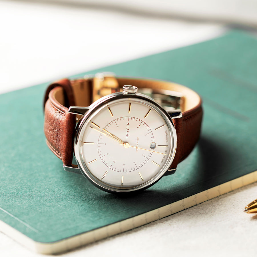 Bravur | Scandinavia - Silver White / Brown Leather (Automatic)