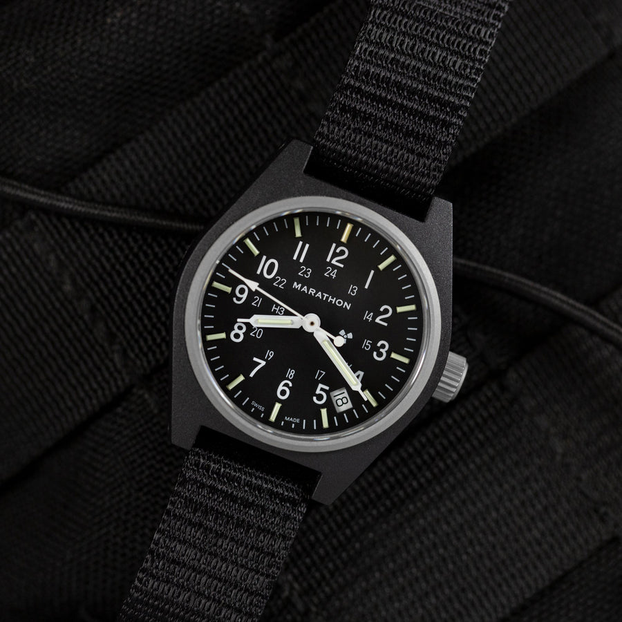 Marathon | Black GPQ with Date (Non Govt.) - 34mm