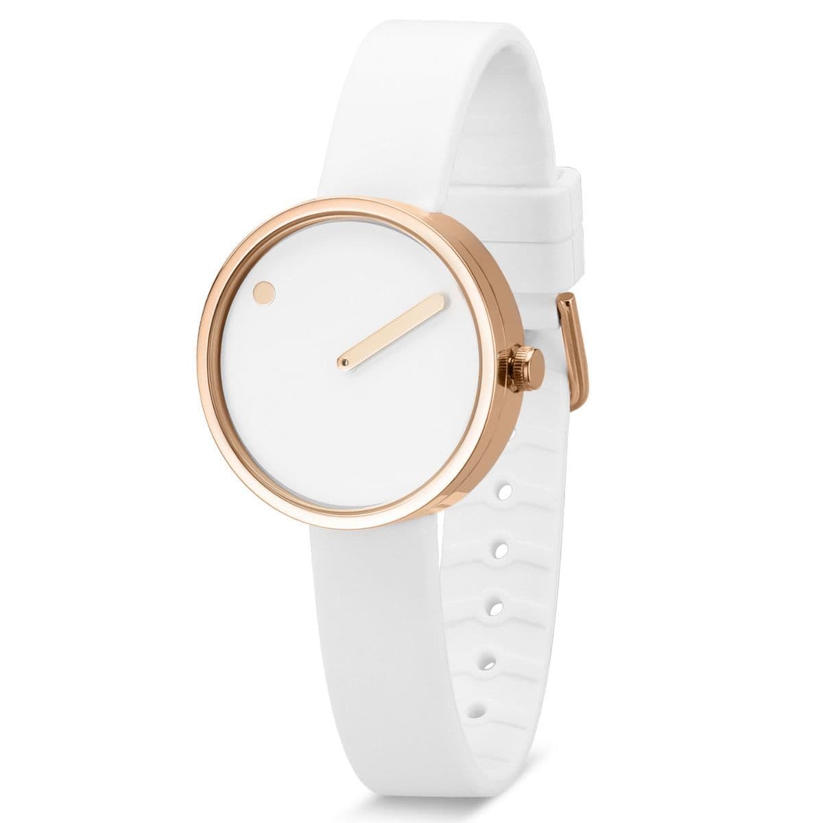 Picto | White Rose-Gold Dial / White Silicone Strap