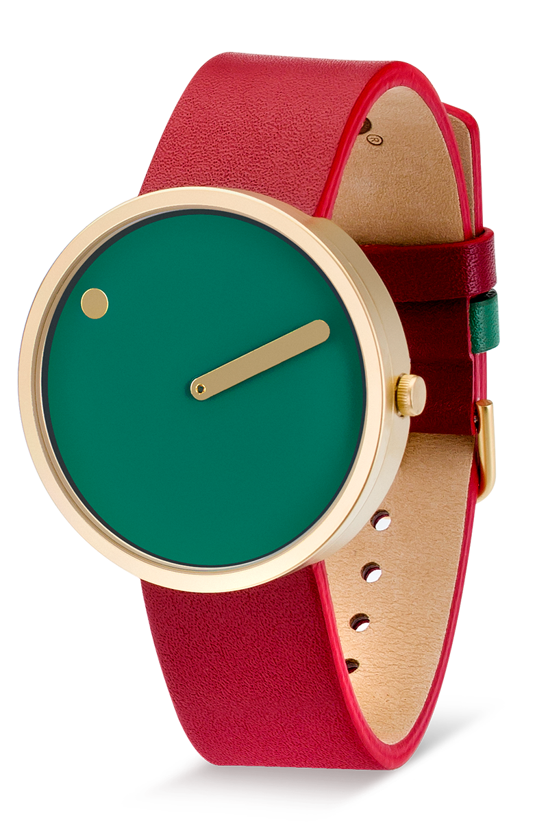 Picto |  Dusty Green Dial / Burgundy Red Leather Strap