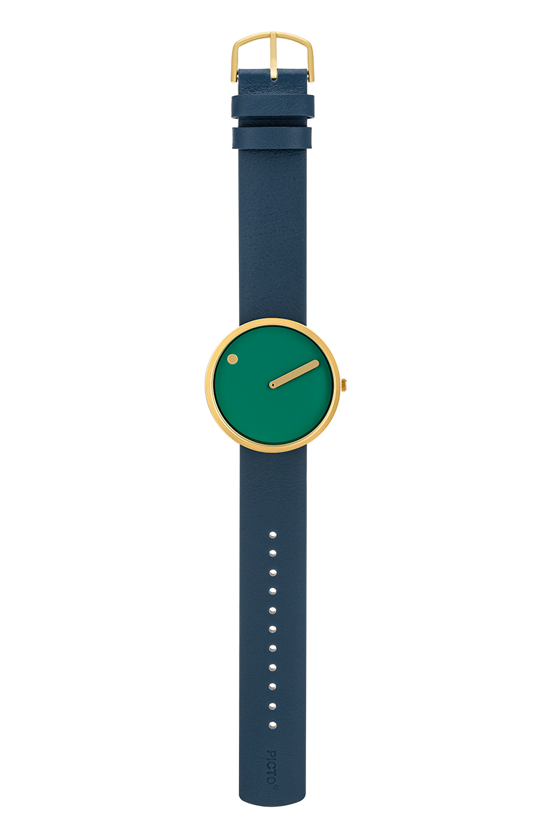 Picto |  Dusty Green Dial / Midnight Blue Leather Strap