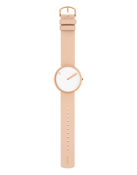 Picto | White Dial / Nude Pink Leather Strap
