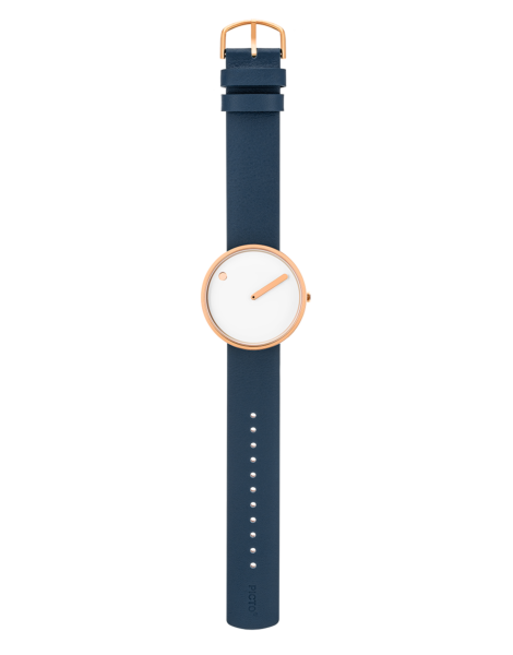 Picto | White Dial / Midnight Blue Leather Strap