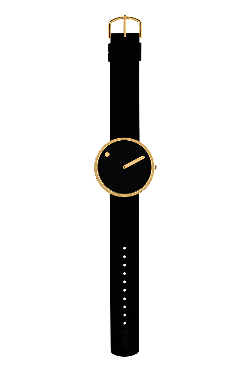 Picto | Black Gold Dial / Black Silicone Strap