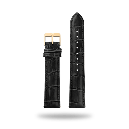 William L. 1985 | Strap 20mm - Leather - Black IP Yellow Gold