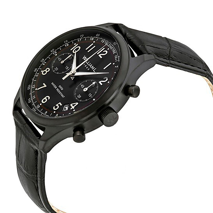 William L. 1985 | Vintage Style Chronograph - IP Black Dial & Black ‘Croco’ Strap