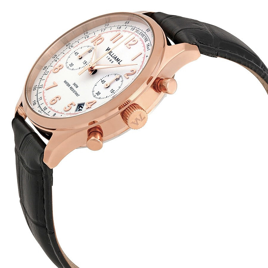 William L. 1985 | Vintage Style Chronograph - IP Rose Gold with White Dial & Black ‘Croco’ Strap