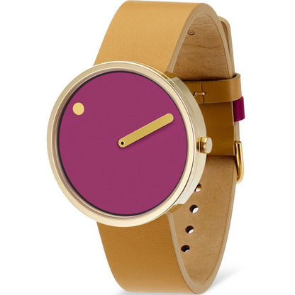 Picto |  Pink Dial / Peruvian Brown Leather Strap
