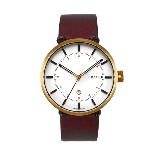 Bravur | BW002 - Gold / Burgundy Leather