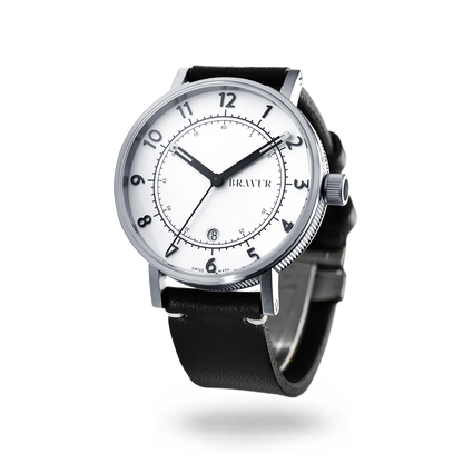 Bravur | BW001 - Silver / Black Leather