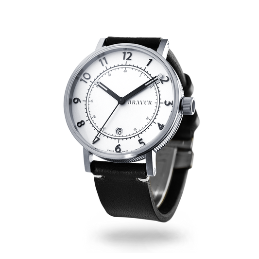 Bravur | BW001 - Silver / Black Leather