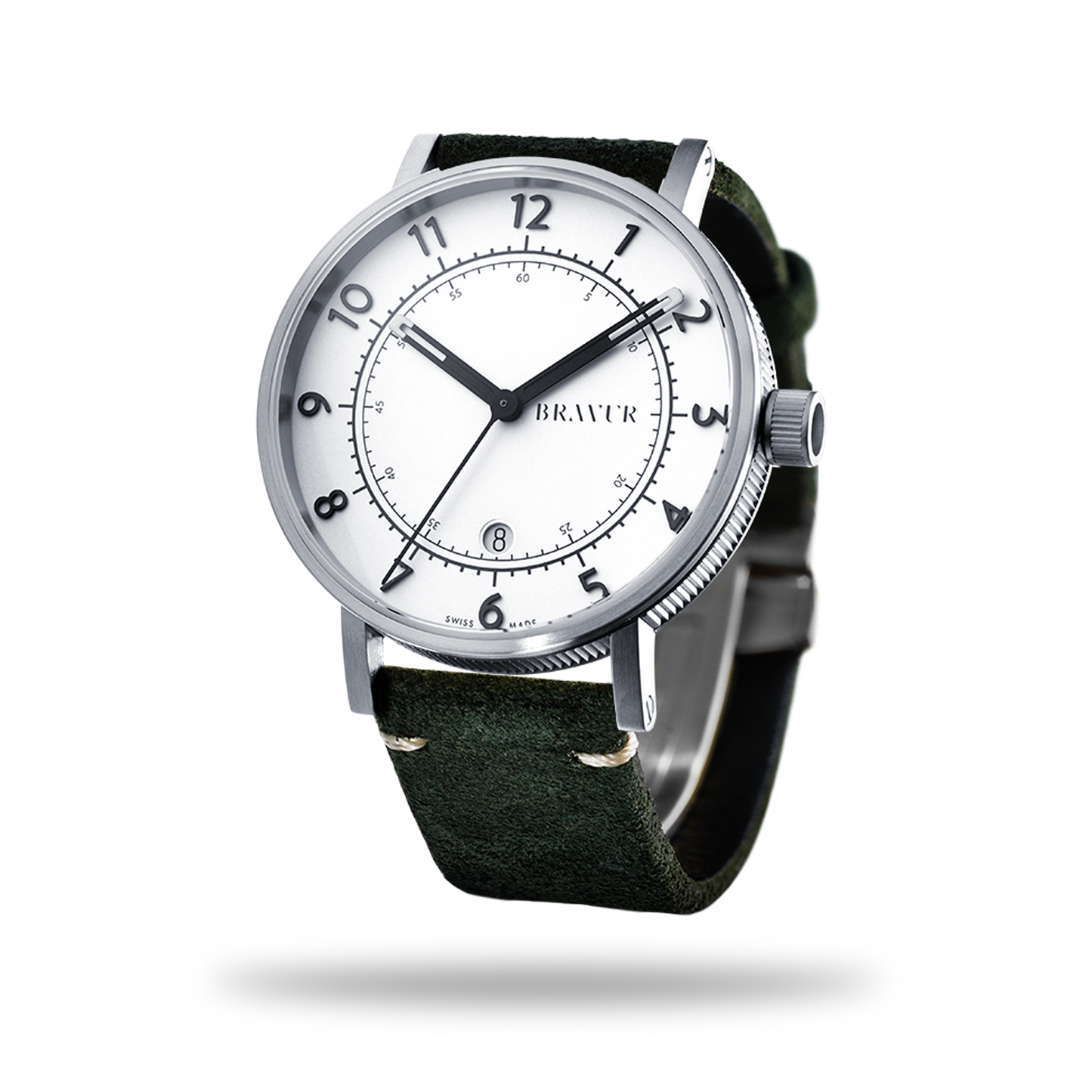 Bravur | BW001 - Silver - Olive Suede Leather